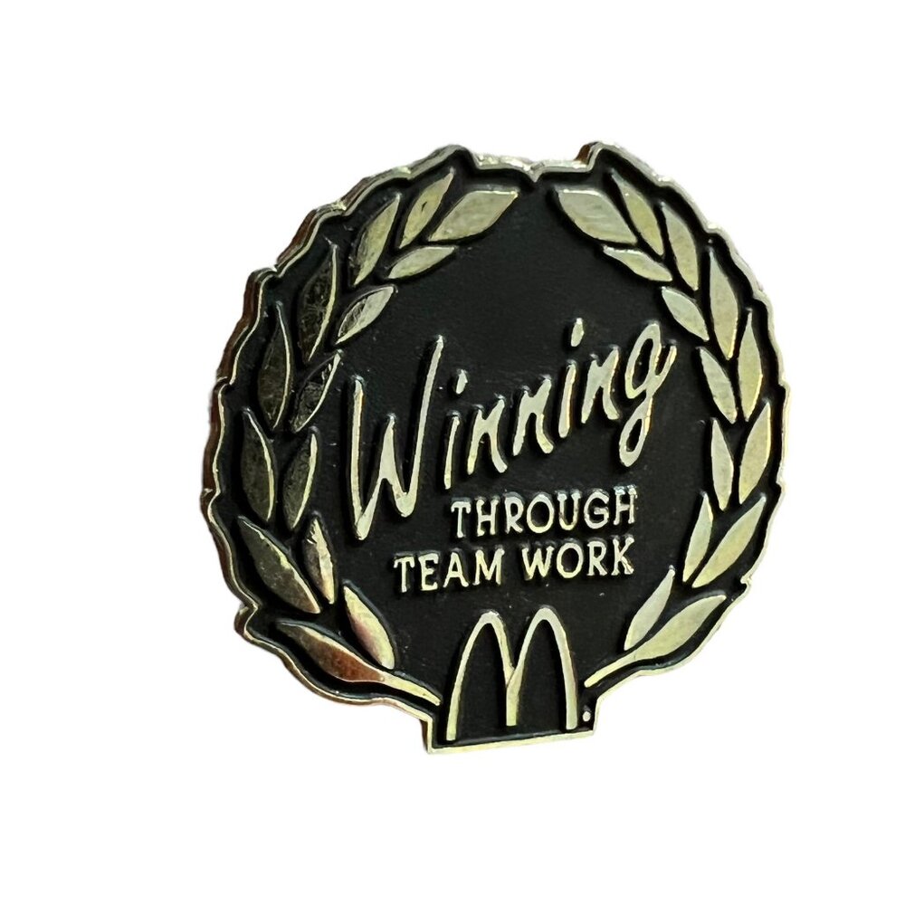 McDonalds Pin Winning Through Team Work‎ Crew Member Lapel Vintage Pinback